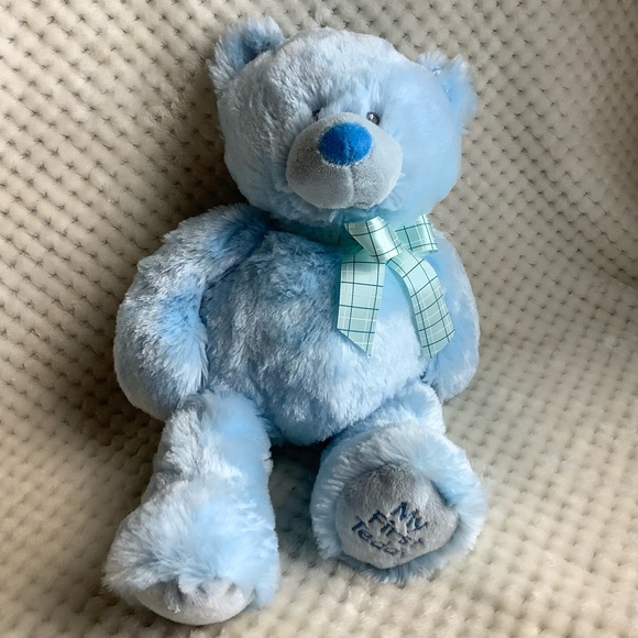 BABY GANZ My First Teddy Plush Blue Bear Stuffed Animal Toy Embroidered Eyes - Picture 2 of 13